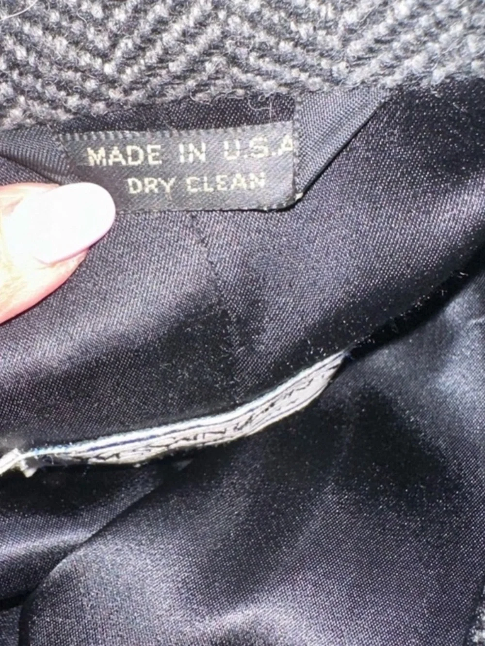 Yves Saint Laurent Charcoal Herringbone Tweed Coat Sz 38L
